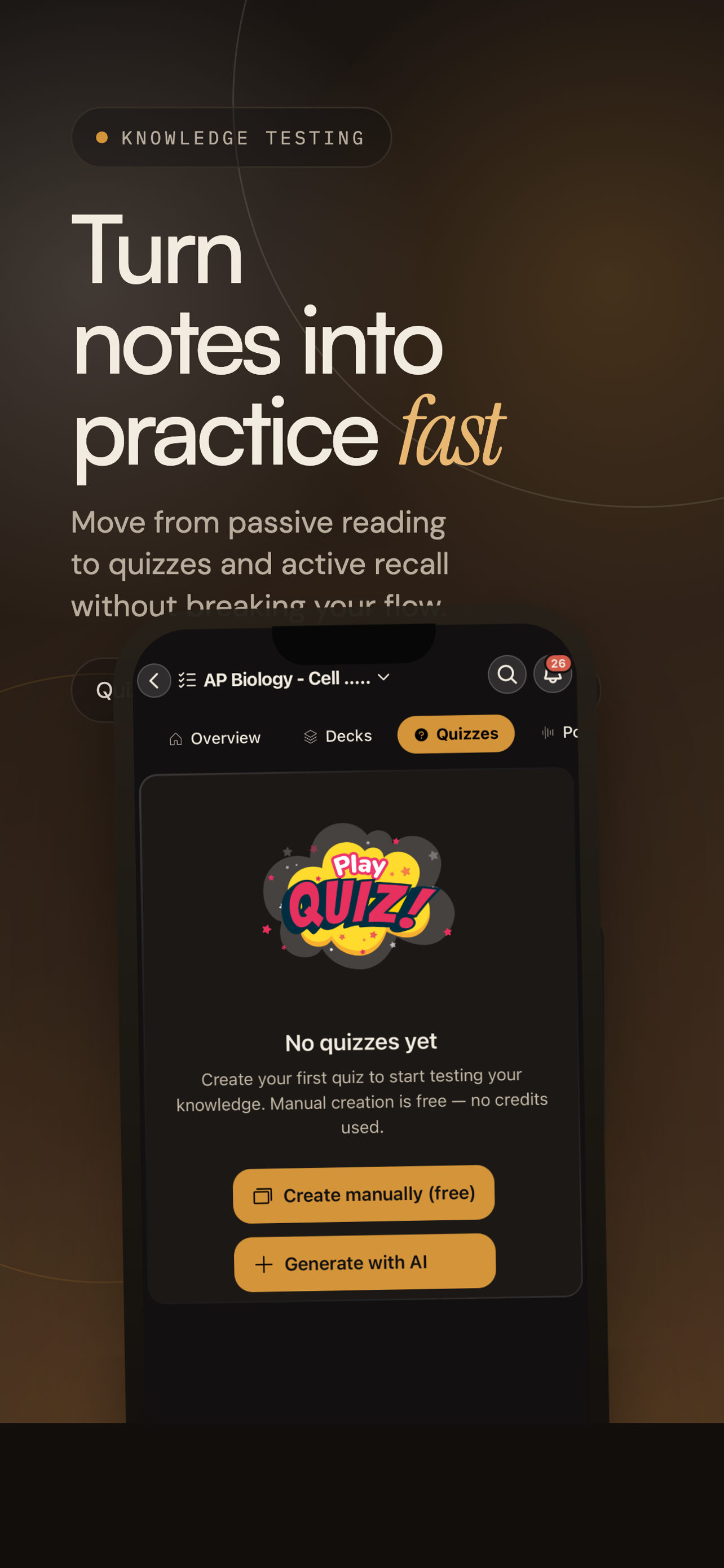 Quizzes screen in GoodOff