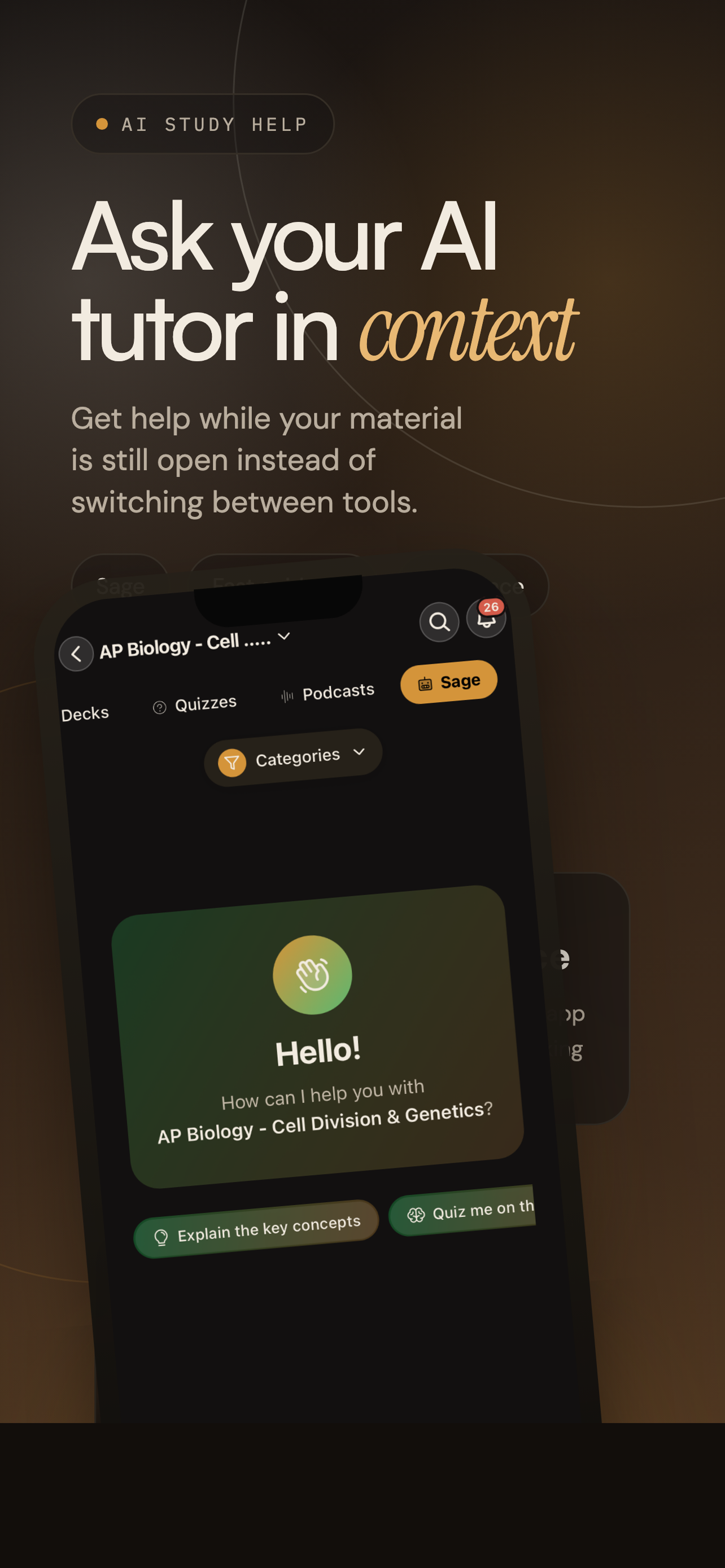AI tutor screen in GoodOff